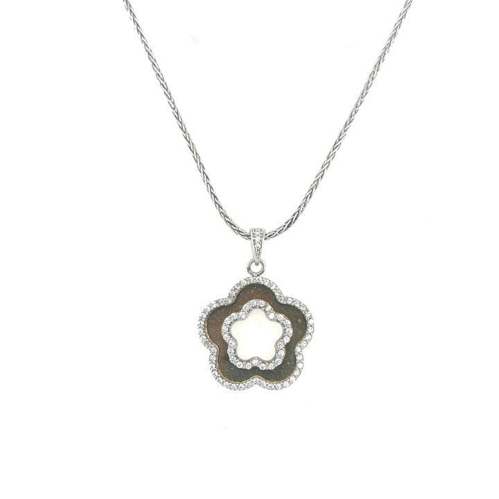Silver & Gold Plated Open Flower Pendant
