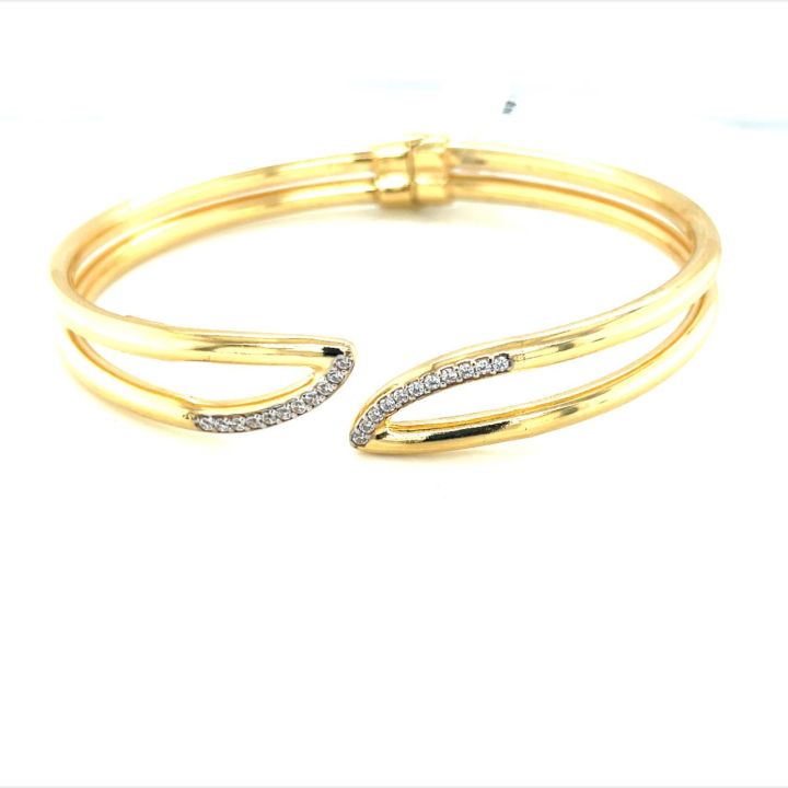 Gold Plated Open Cubic Zirconia Bangle