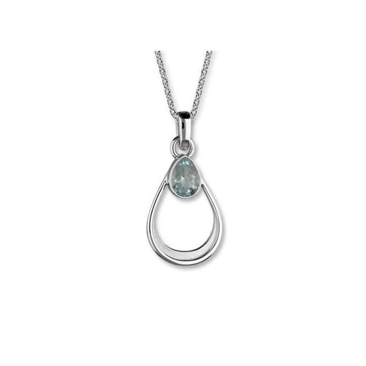 Ortak Sterling Silver Teardrop Aquamarine Pendant