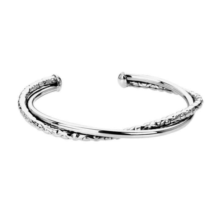 Tianguis Jackson Silver Twisted Hammered Bangle
