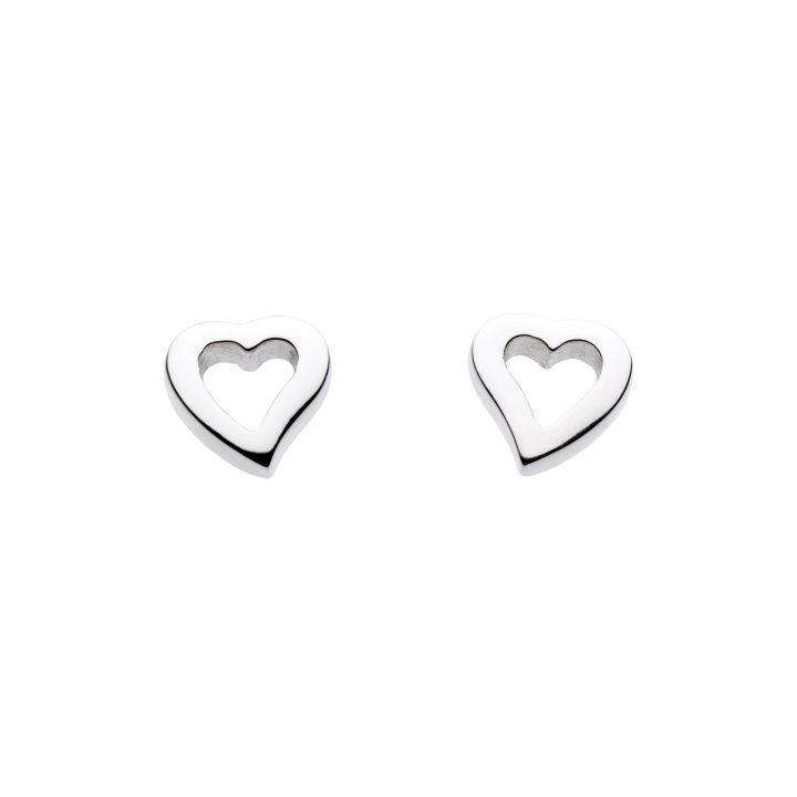 Dew Silver Open Heart Stud Earrings