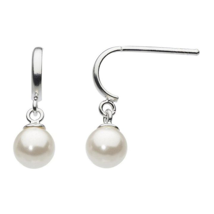 Dew Sterling Silver Synthetic Pearl Drop Earrings