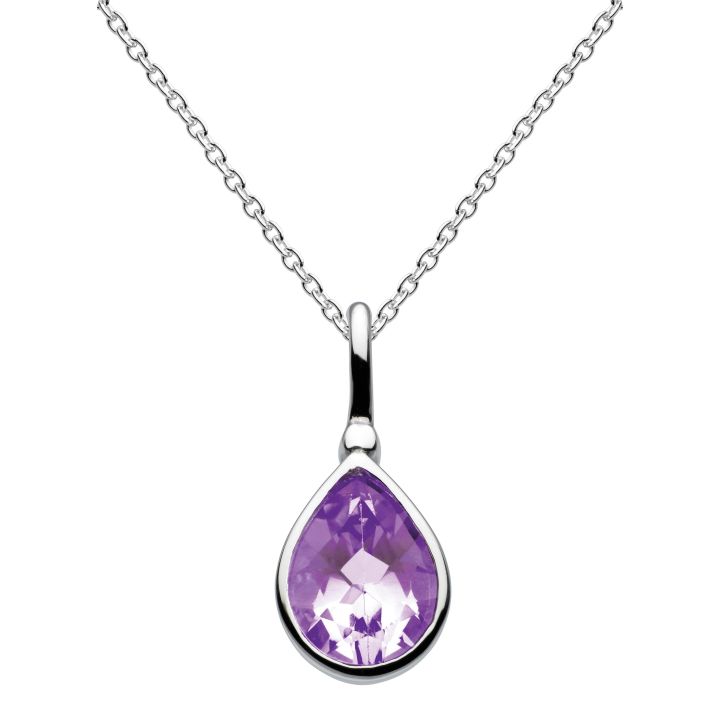 Dew Silver Teardrop Amethyst Pendant