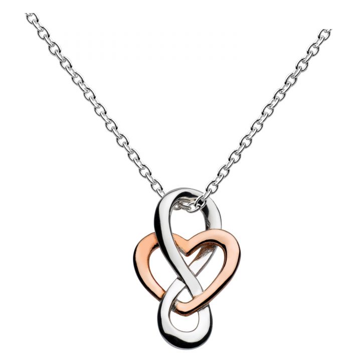 Dew Silver & Rose Gold Plated Heart & Infinity Pendant