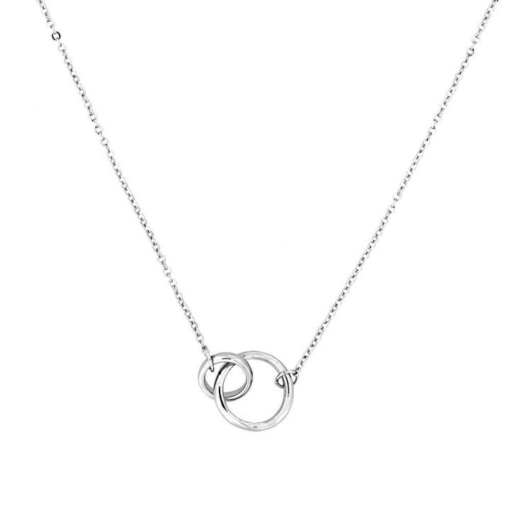 Azendi Silver Interlocking Circles Necklace