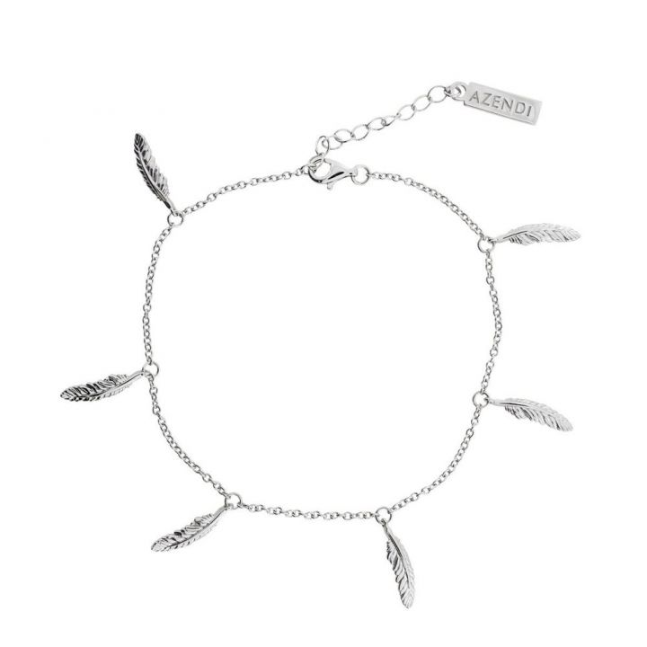 Azendi Silver Six Feather Bracelet