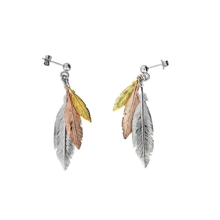 Azendi Feather Cluster Earrings