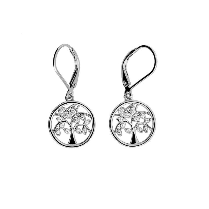 Azendi Silver Arbor Vitae Drop Earrings