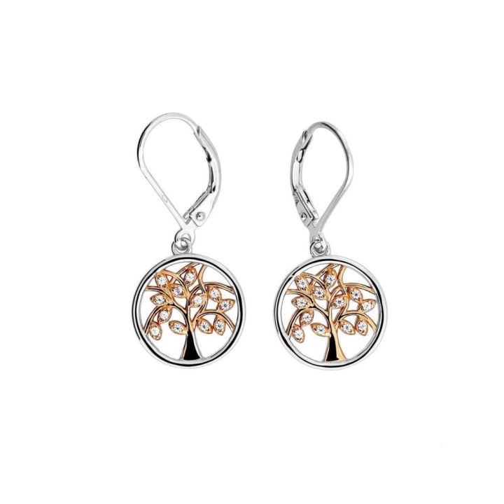 Azendi Rose Gold Vermeil & Cubic Zirconia Arbor Vitae Earrings