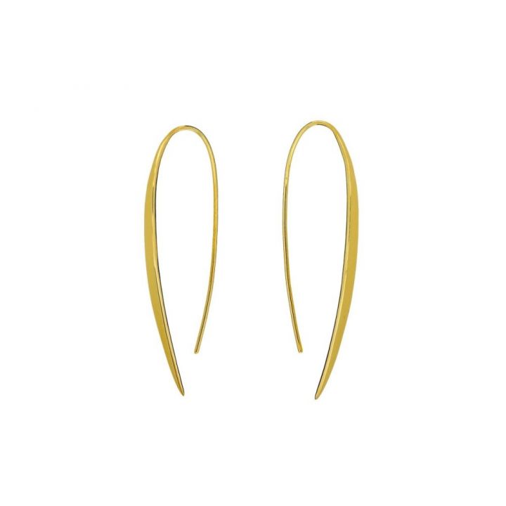 Azendi Gold Plated Slim Hook Through Earrings