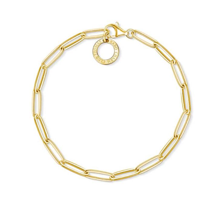 Gold Plated Oval Link Charm Bracelet