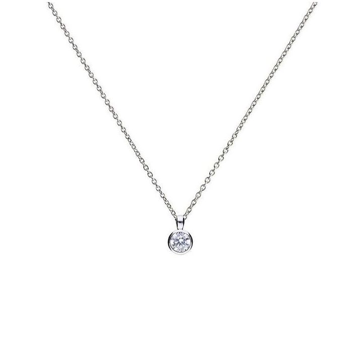 Diamonfire Rub Over Set 0.5ct Zirconia Solitaire Necklace