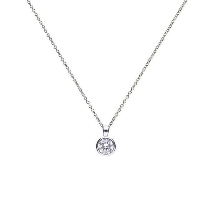 Diamonfire Rub Over Set 1ct Zirconia Solitaire Necklace