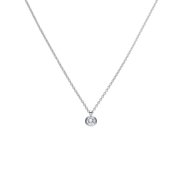 Diamonfire Rub Over Set 2ct Zirconia Solitaire Necklace