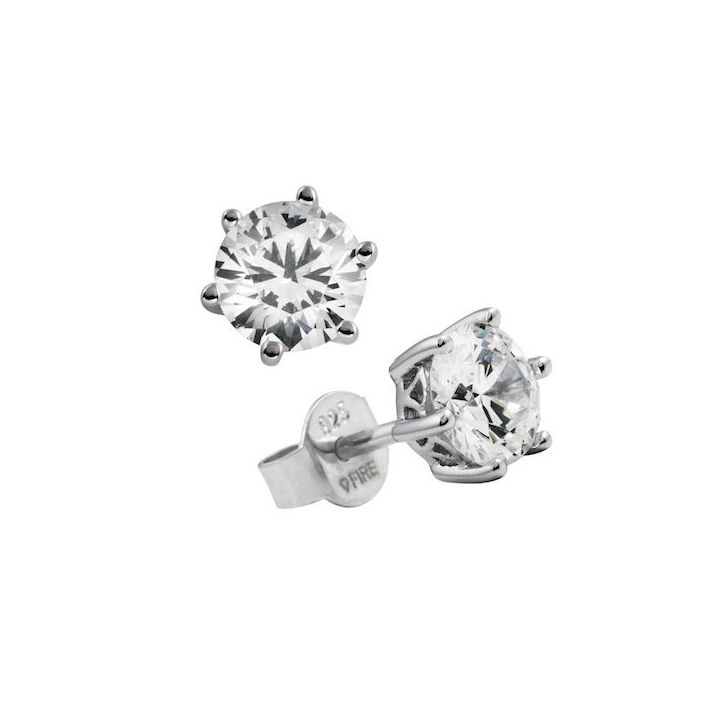 Diamonfire Cubic Zirconia Single Stone Stud Earrings 1ct