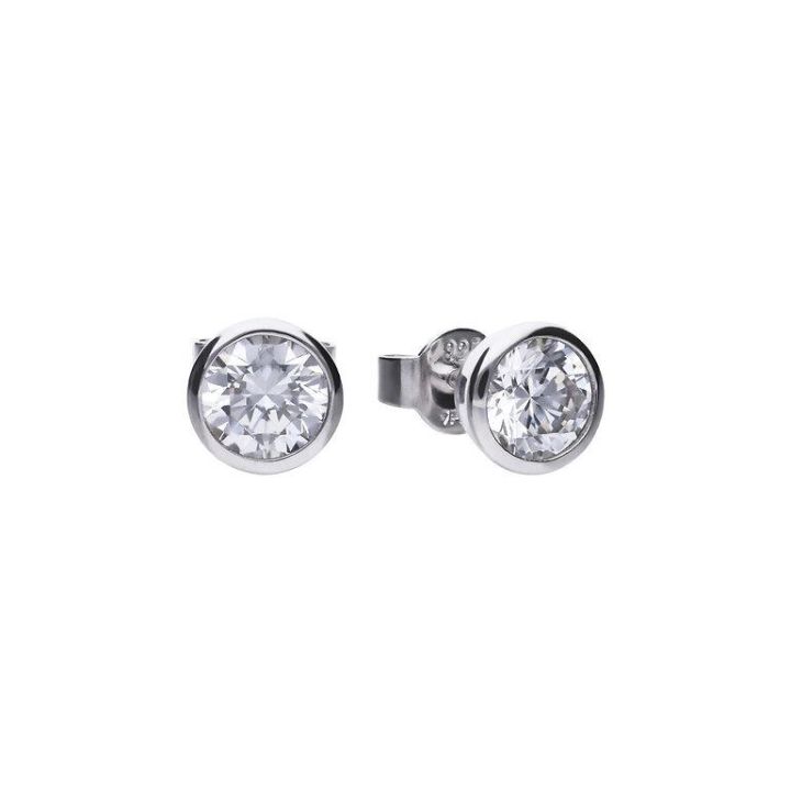 Diamonfire Rub Over Set 1.5ct Zirconia Solitaire Stud Earrings