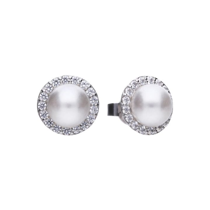Diamonfire Pearl and Cubic Zirconia Halo Stud earrings
