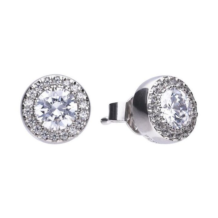 Diamonfire Pave Set Zirconia Halo Stud Earrings