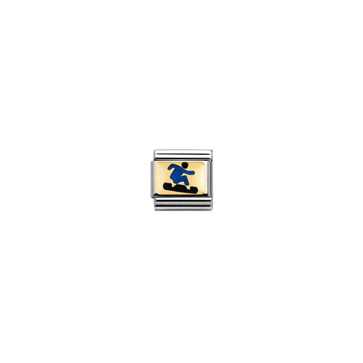 Classic Blue Enamel Snowboarder Charm