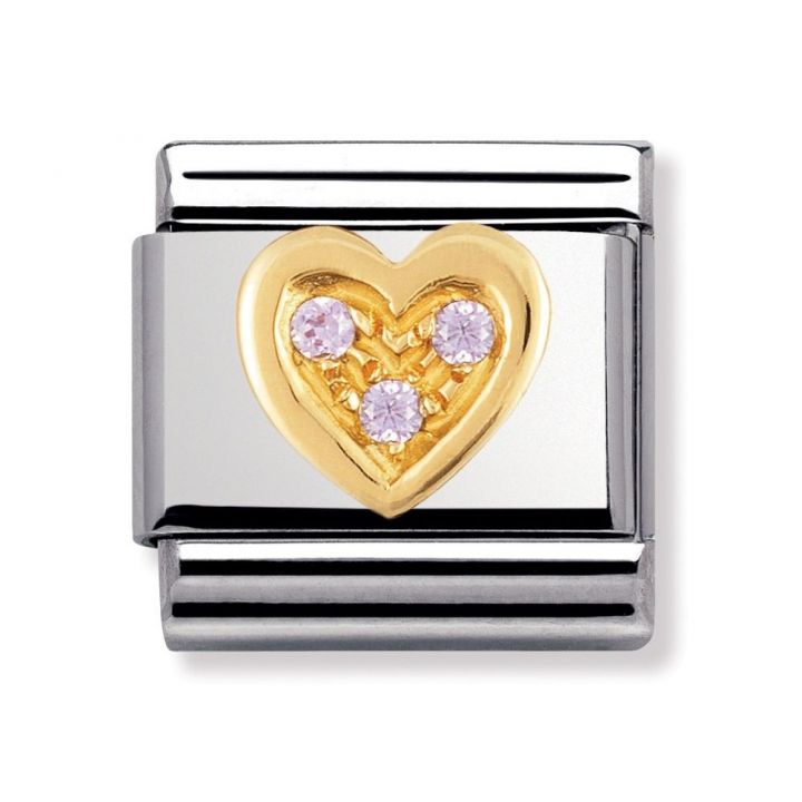 Nomination Pink Cubic Zirconia Heart Charm