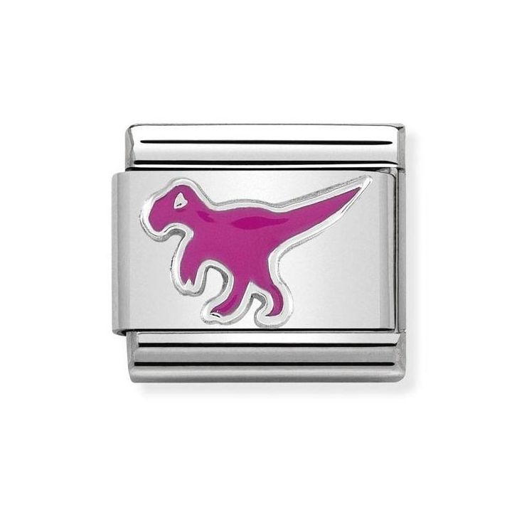 Nomination Classic Silver & Enamel Dinosaur Charm.