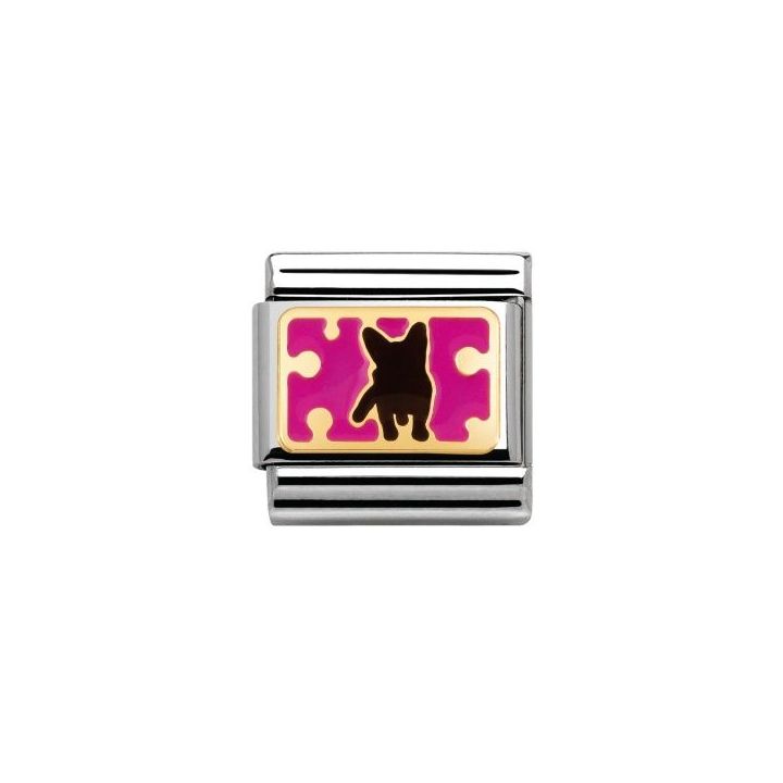 Classic Black Pink Enamel Dog Charm