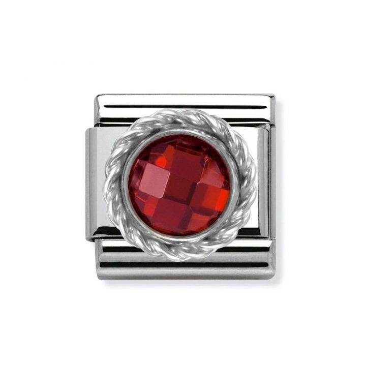 Nomination Silvershine Red Faceted Cubic Zirconia Charm