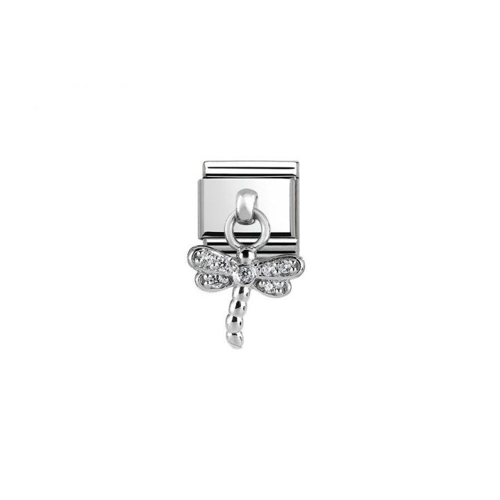 Nomination Steel, Silver & Cubic Zirconia Dragonfly Charm