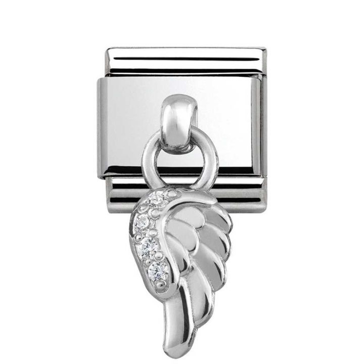 Nomination Steel, Silver & Cubic Zirconia Drop Wing Charm