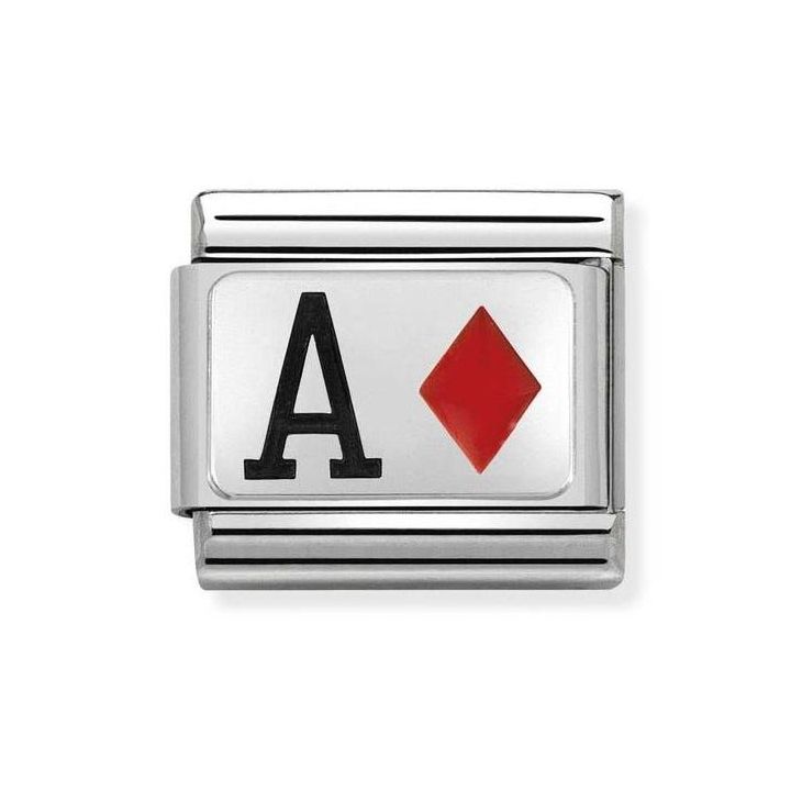 Nomination Steel, Silver & Enamel Ace Of Diamonds Link