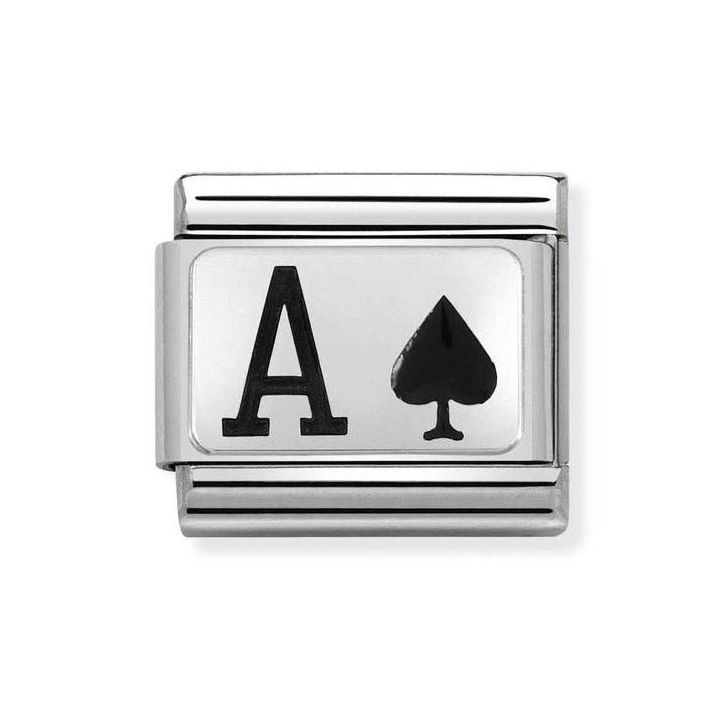 Nomination Steel, Silver & Enamel Ace Of Spades Link