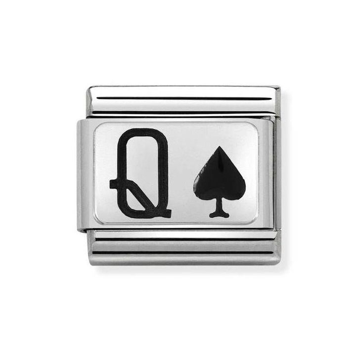 Nomination Steel, Silver & Enamel Queen Of Spades Charm