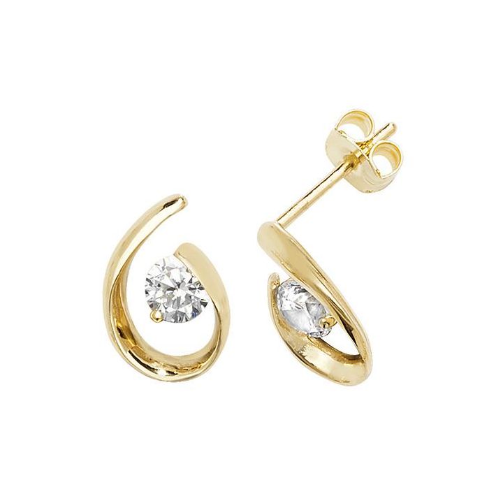9ct Yellow Gold Curl Stud Earrings