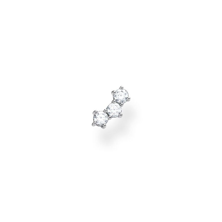Thomas Sabo Silver And Cubic Zirconia Three Stone Stud Earring