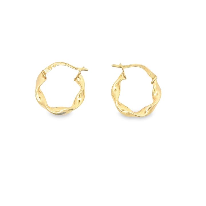 9ct Yellow Gold Twist Small Hoop Earrings