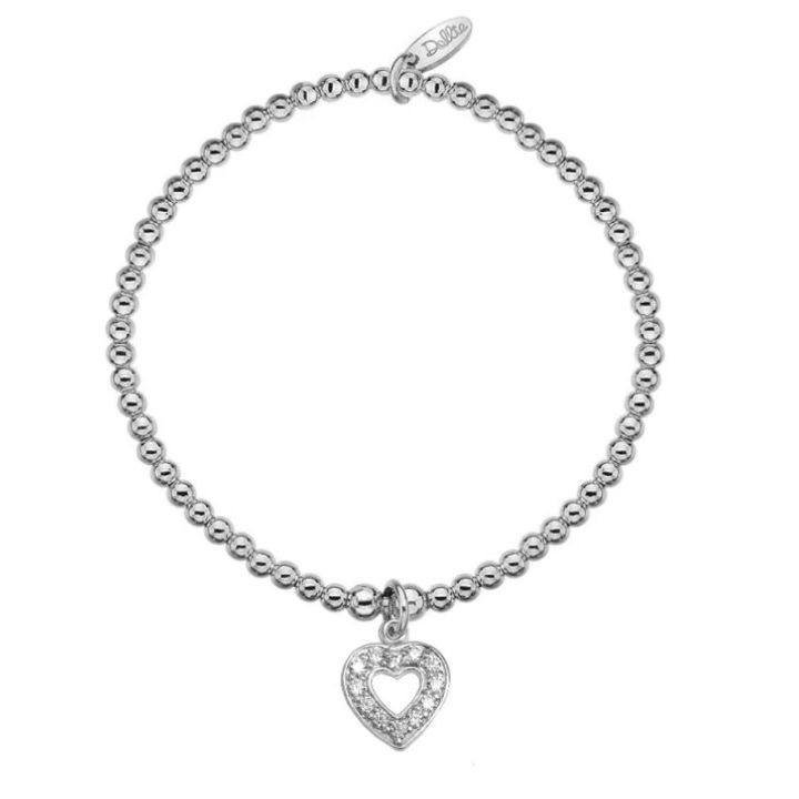 Dollie Silver Sparkle Open Heart Bracelet