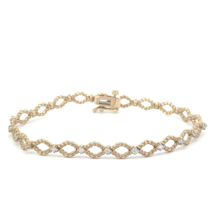 9ct Yellow Gold Twist Diamond Bracelet