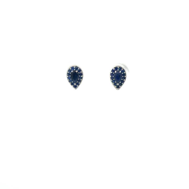 9ct White Gold Teardrop Sapphire Earrings