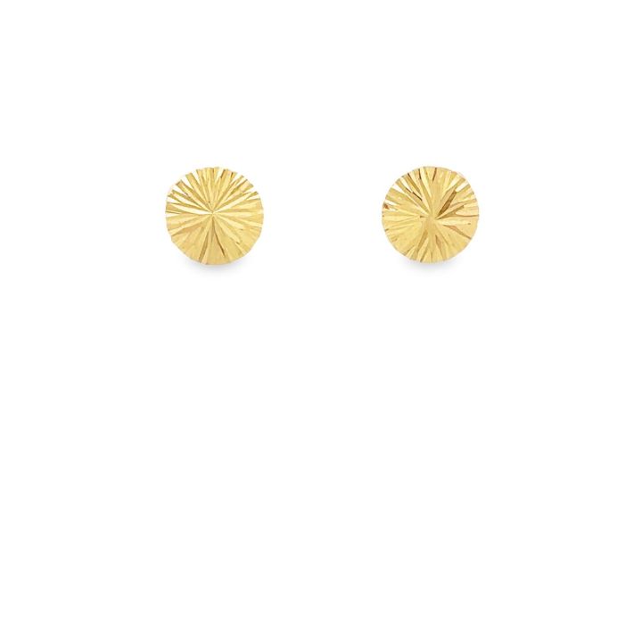 9ct Yellow Gold Diamond Cut Round Stud Earrings