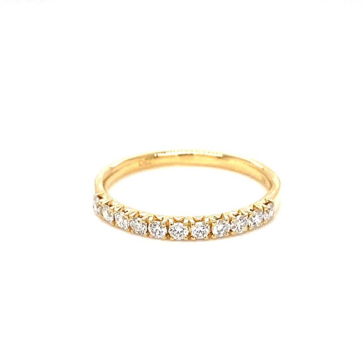 18ct Yellow Gold Fine Claw Set Half Eternity Style Ring 0.34ct