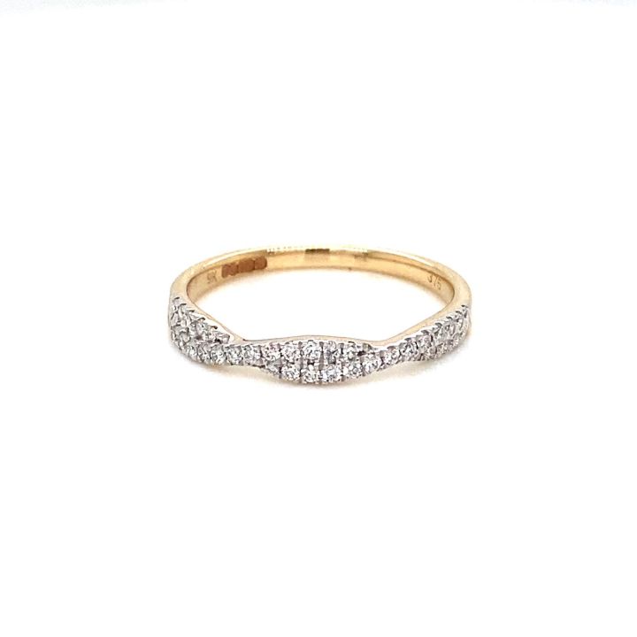 9ct Yellow Gold Twisted Diamond Set Half Eternity RIng