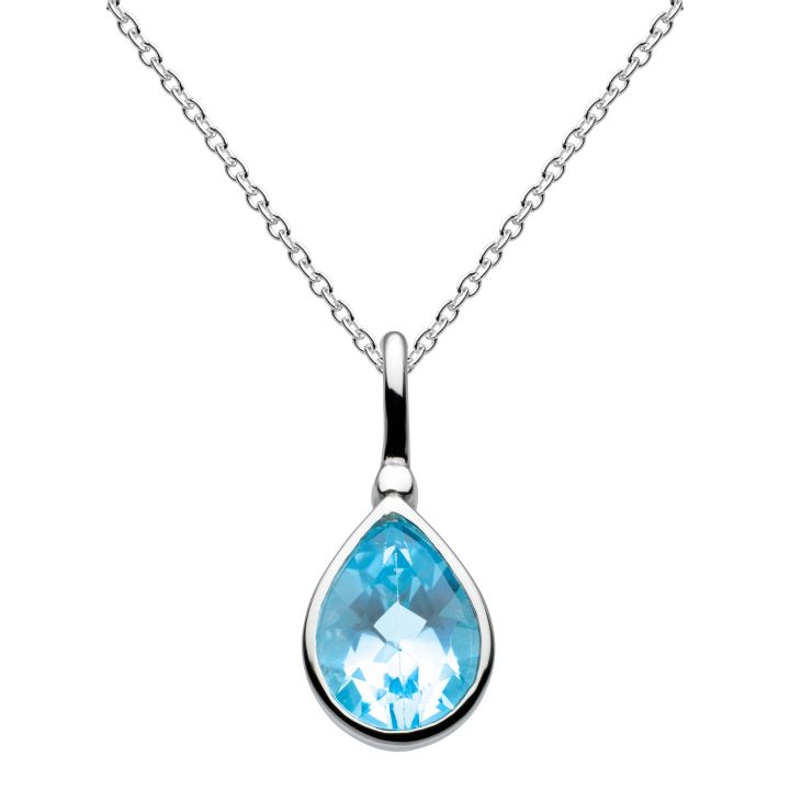 Dew Silver Teardrop Blue Topaz Pendant