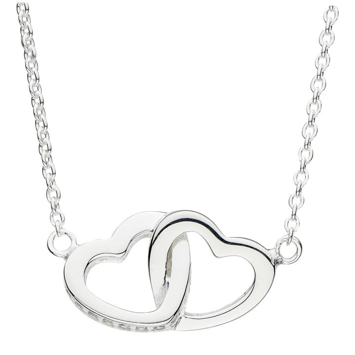 Dew Silver Double Heart Necklace