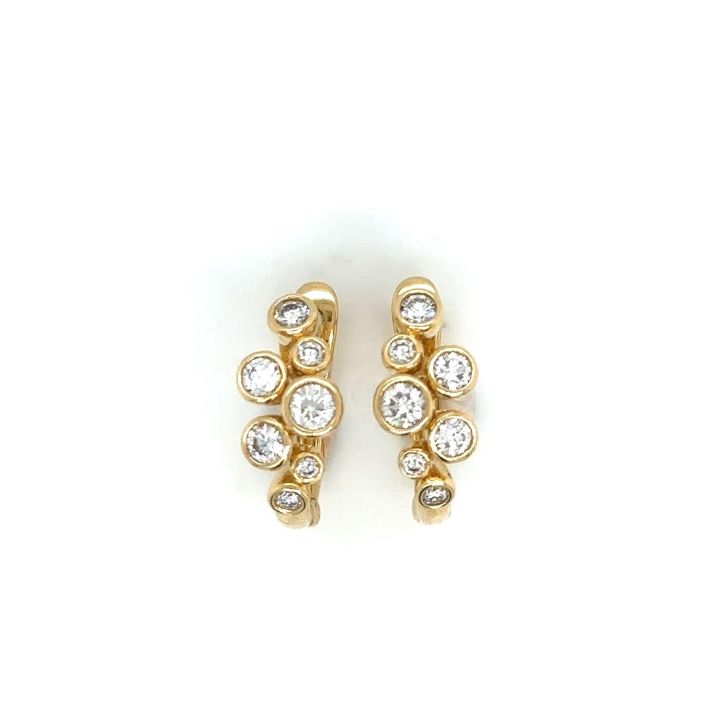 18ct Yellow Gold Bubble Cluster Hoop Earrings