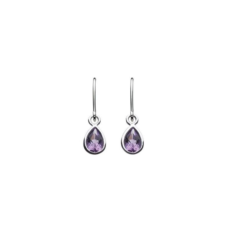 Dew Sterling Silver Teardrop Amethyst Drop Earrings