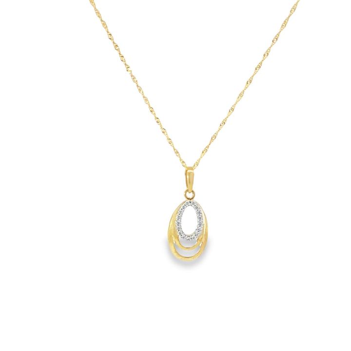 9ct Yellow Gold Open Ovals Cubic Zirconia Pendant