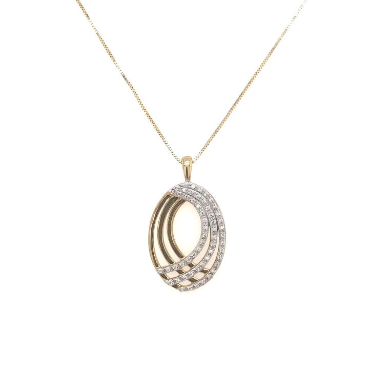 9ct Yellow Gold Overlapping Ovals Diamond Set Pendant