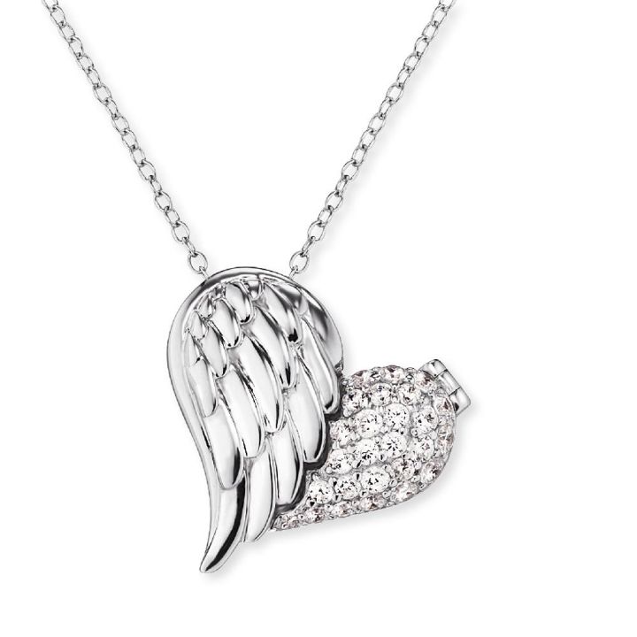 Angel Whisperer Wing Heart Cubic Zirconia Pendant