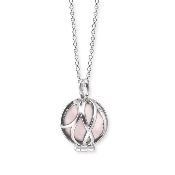 Angel Whisperer Silver Necklace with a Rose Quartz Powerful Stone Extra Small