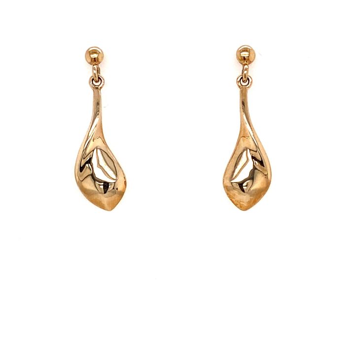 9ct Yellow Gold Fancy Comma Drop Earrings